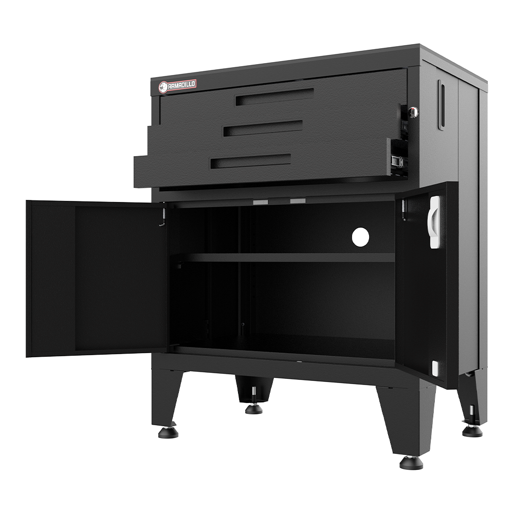 3-Drawer 2-Door Garage Storage Cabinet in Black