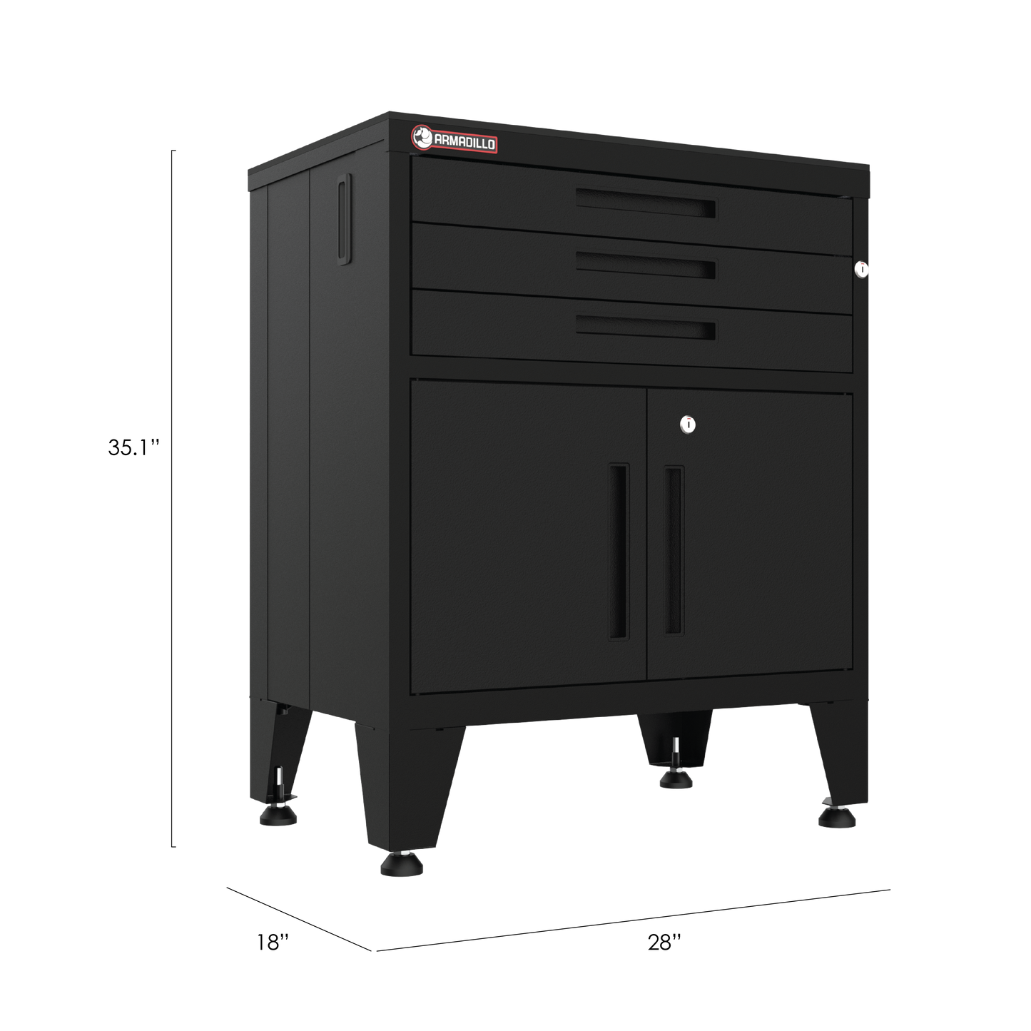 3-Drawer 2-Door Garage Storage Cabinet in Black