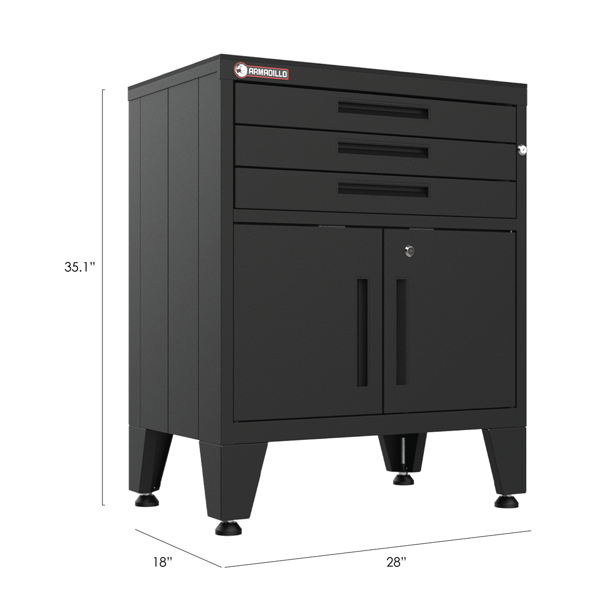 3-Drawer 2-Door Garage Storage Cabinet in Black