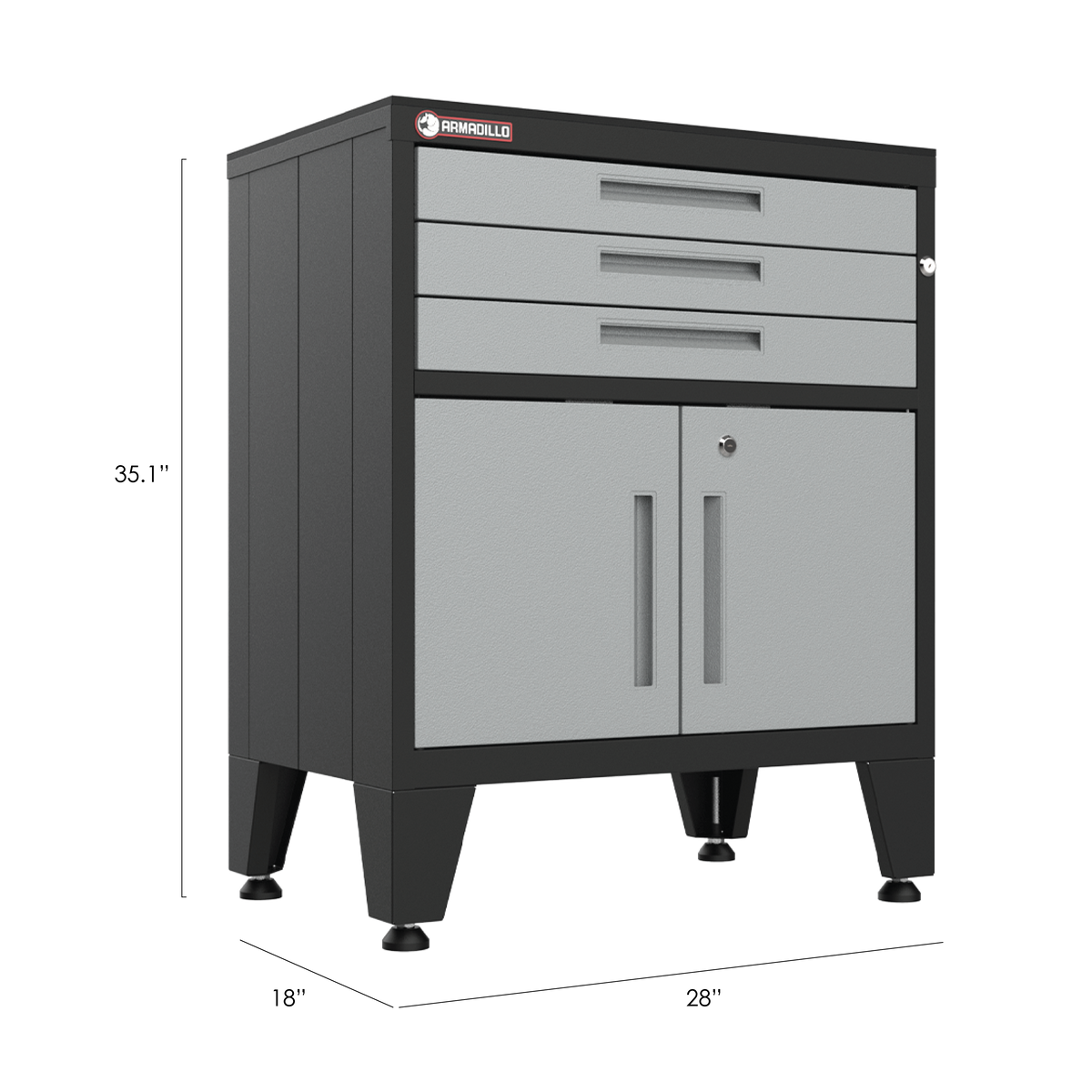 3-Drawer 2-Door Garage Storage Cabinet in Gray