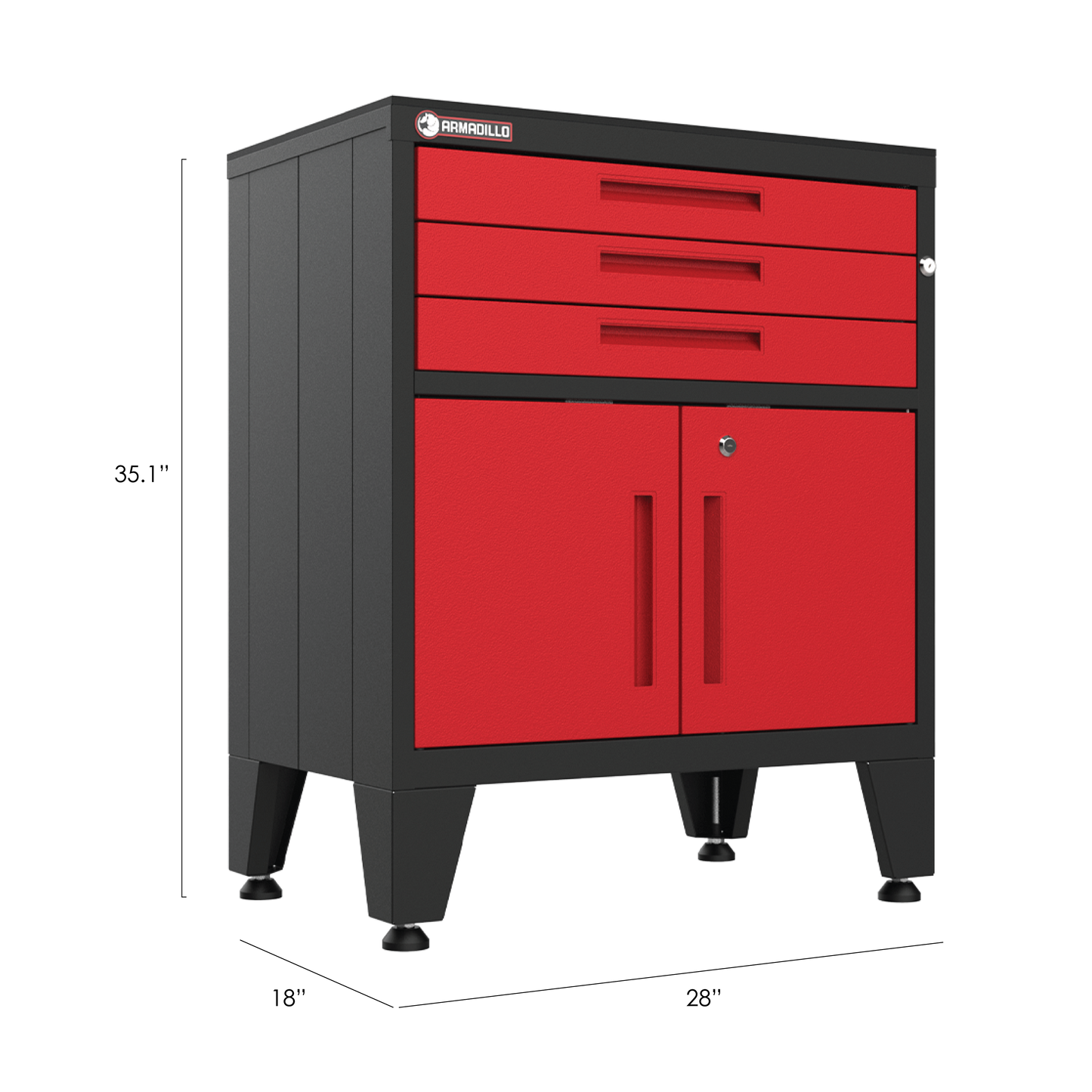 3-Drawer 2-Door Garage Storage Cabinet in Red