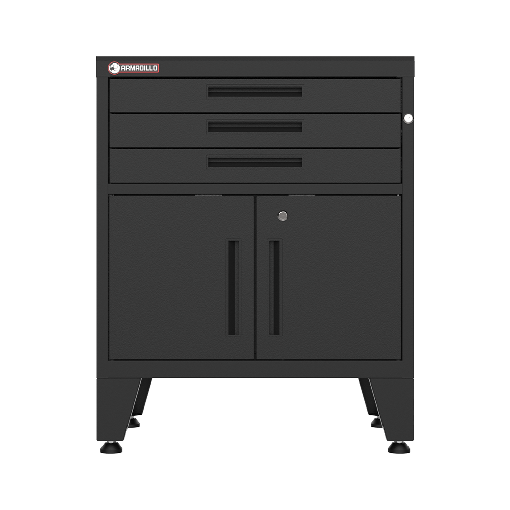 3-Drawer 2-Door Garage Storage Cabinet in Black