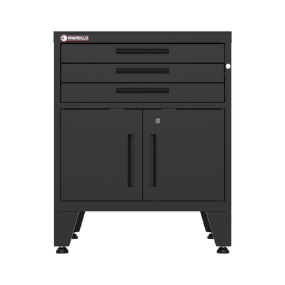 3-Drawer 2-Door Garage Storage Cabinet in Black
