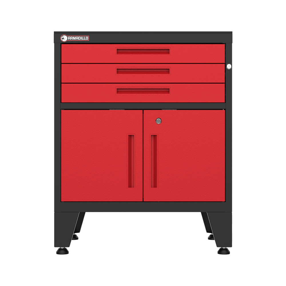 3-Drawer 2-Door Garage Storage Cabinet in Red