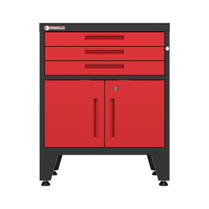 3-Drawer 2-Door Garage Storage Cabinet in Red