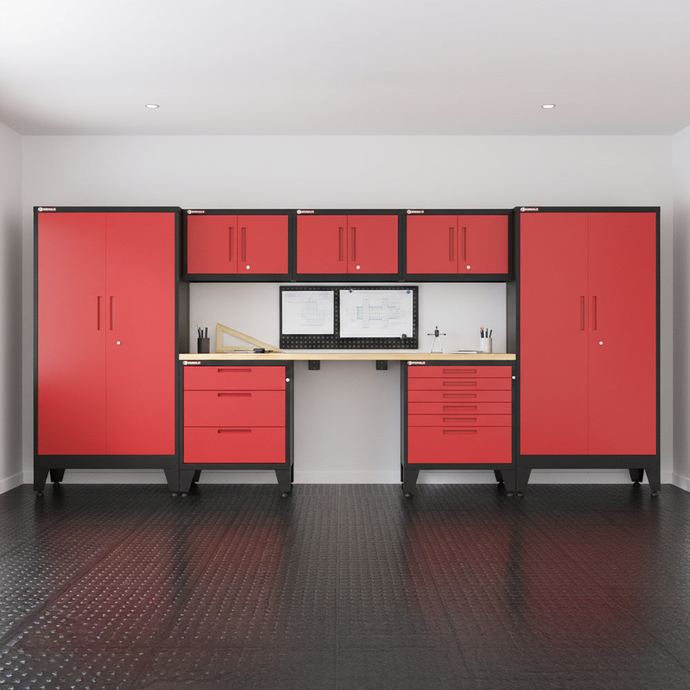 3-Drawer Garage Storage Cabinet in Red