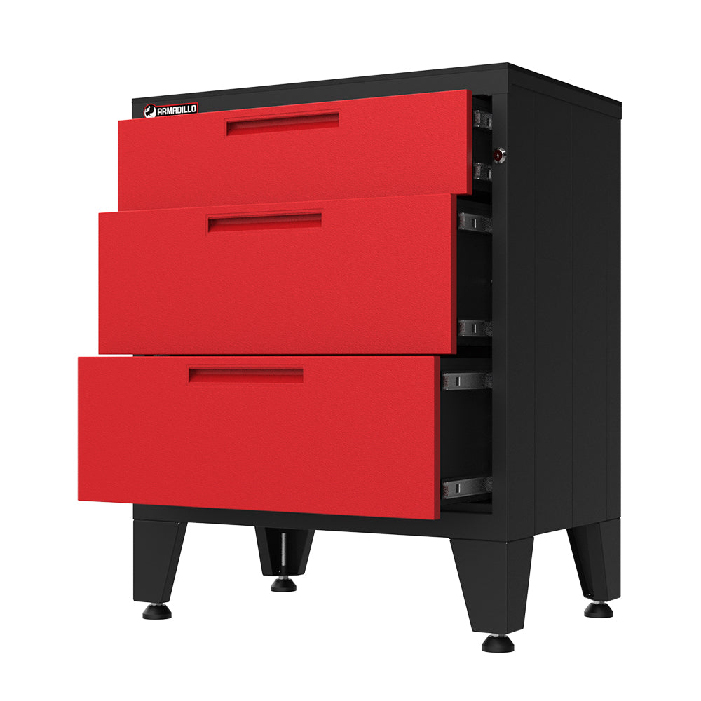 3-Drawer Garage Storage Cabinet in Red