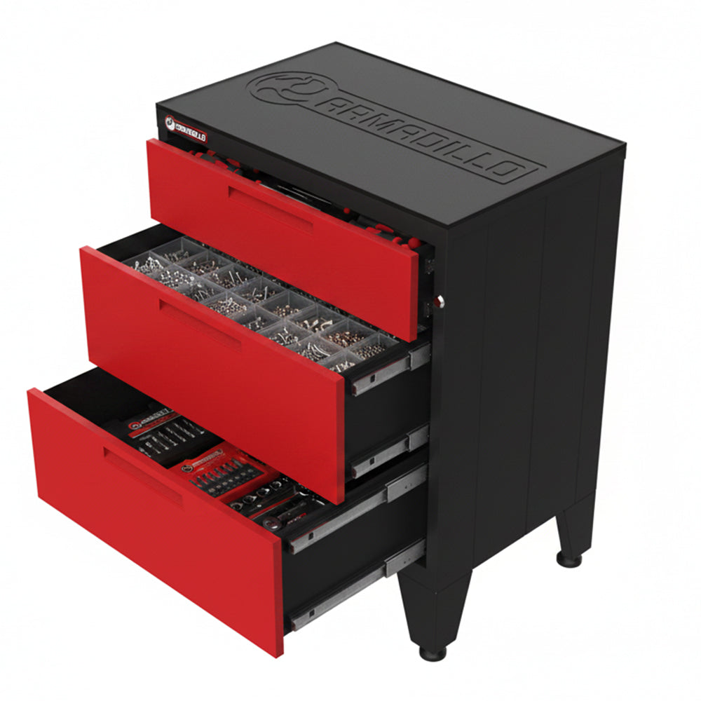 3-Drawer Garage Storage Cabinet in Red