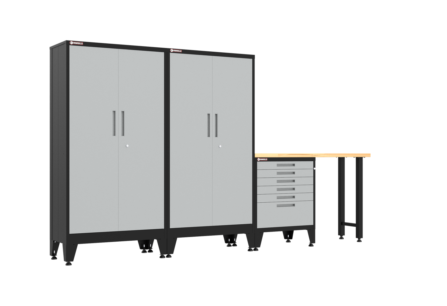 4-Piece Garage Cabinet Storage and Organization Set with Levelers in Grey