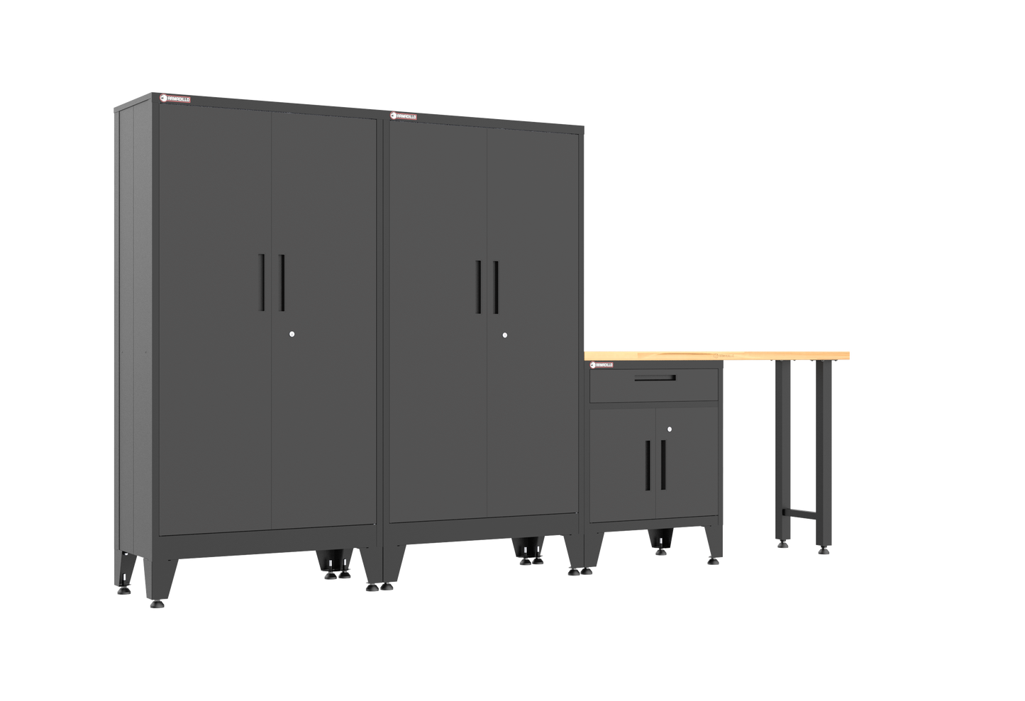 4-Piece Garage Cabinet Storage and Organization Set with Levelers in Black