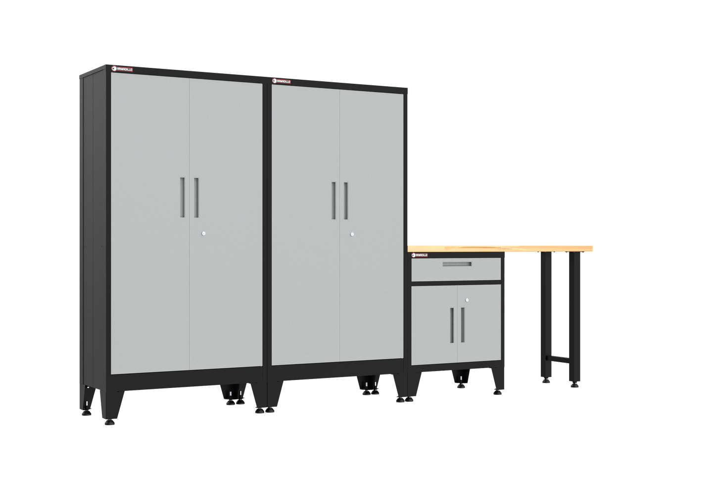 4-Piece Garage Cabinet Storage and Organization Set with Levelers in Grey