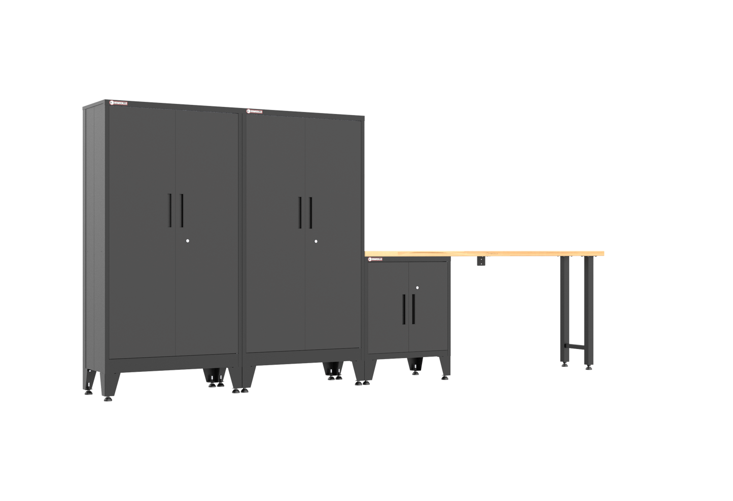 4-Piece Garage Cabinet Storage and Organization Set with Levelers in Black