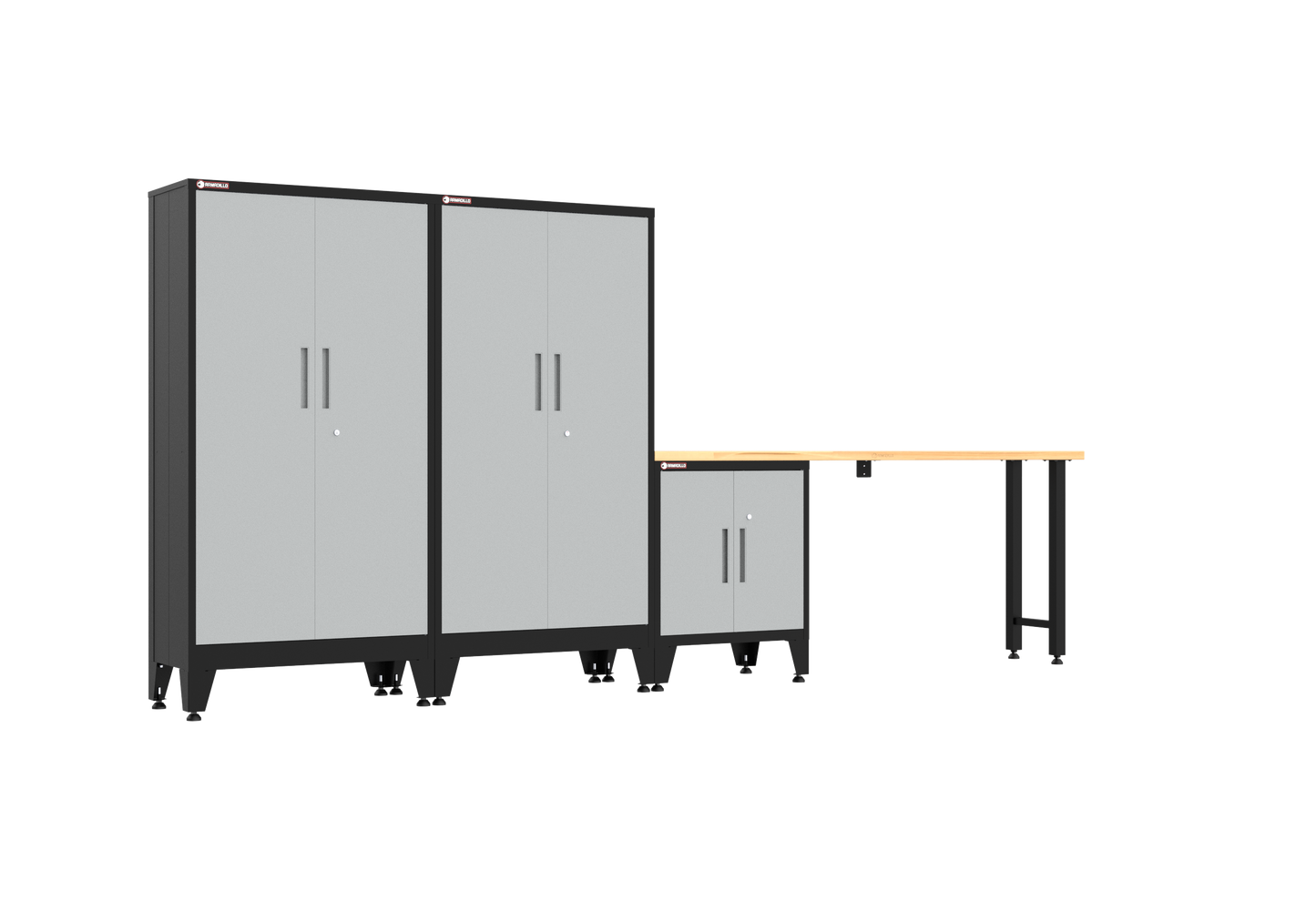 4-Piece Garage Cabinet Storage and Organization Set with Levelers in Grey