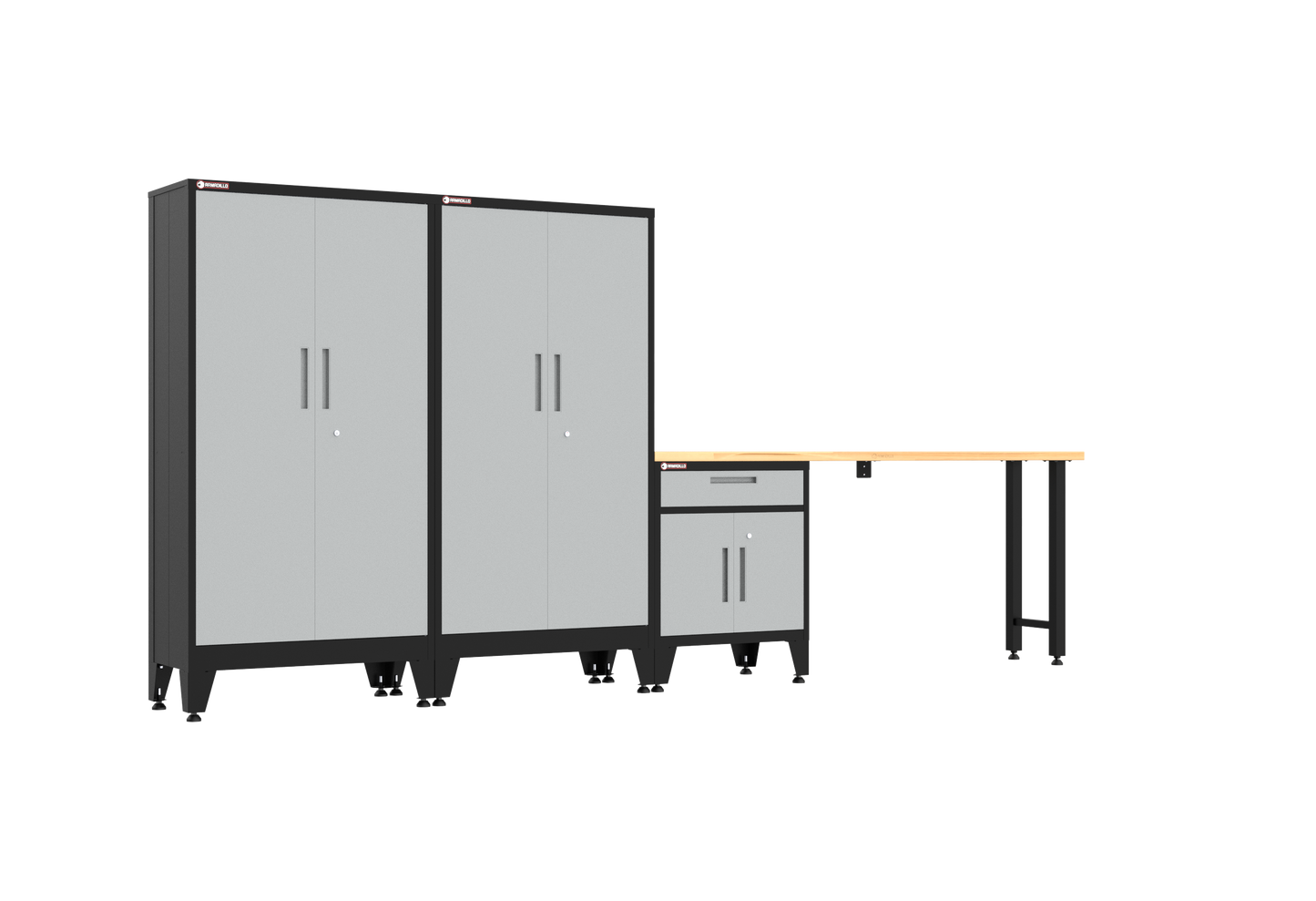 4-Piece Garage Cabinet Storage and Organization Set with Levelers in Grey
