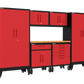 7-Piece Garage Cabinet Storage and Organization Set with Wheels in Red