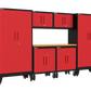 7-Piece Garage Cabinet Storage and Organization Set with Wheels in Red