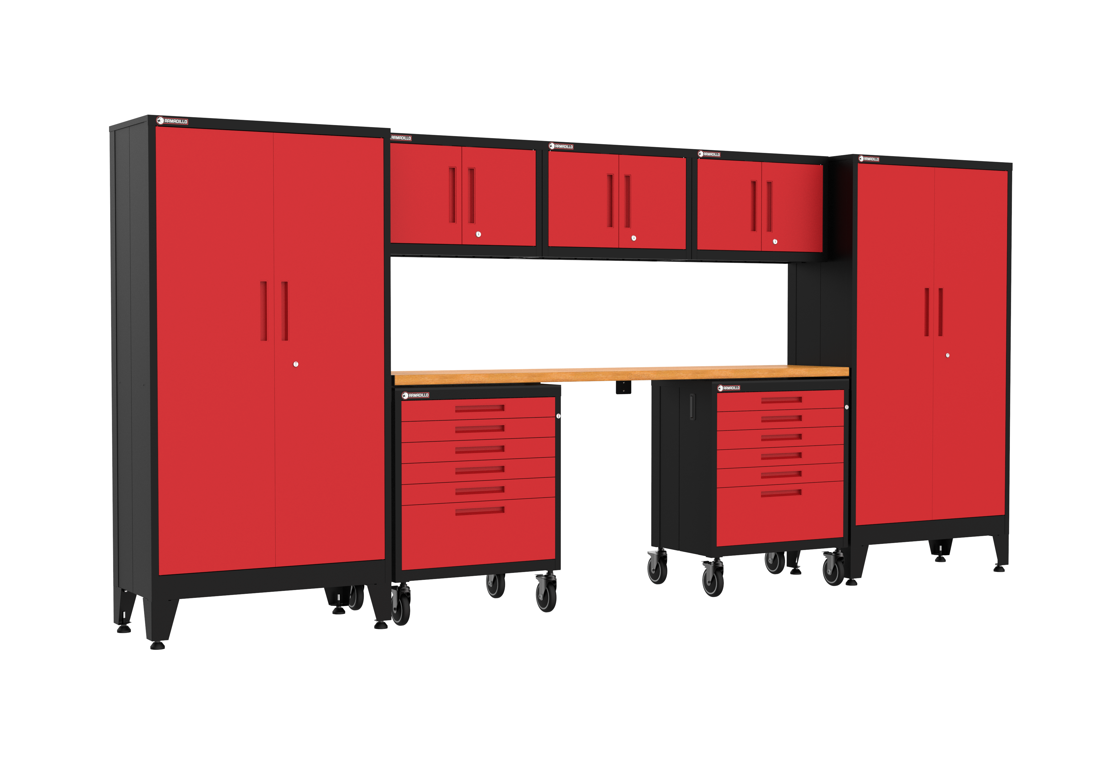 Dynalight Racks Red 8-Piece Garage Cabinet Storage & Organization Set with Wheels in Red ...