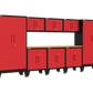 9-Piece Garage Cabinet Storage and Organization Set with Levelers in Red