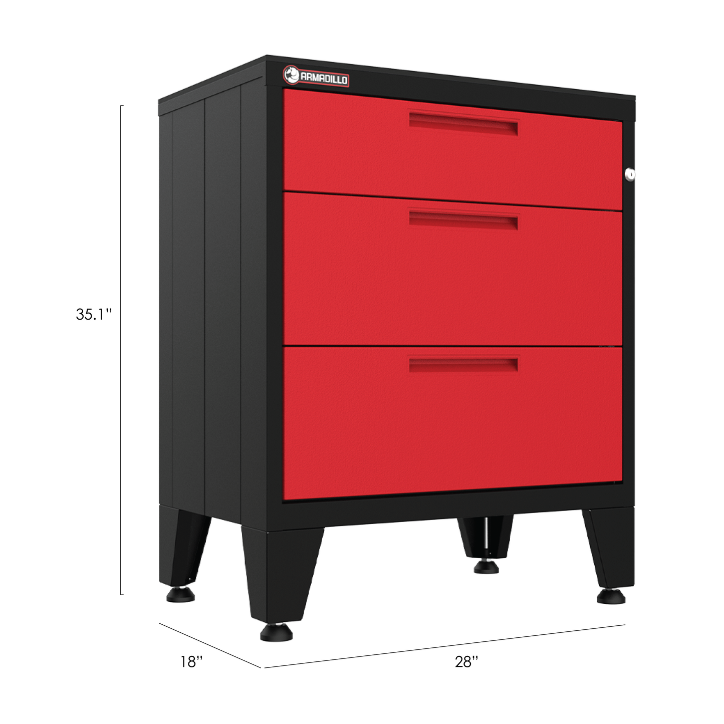 3-Drawer Garage Storage Cabinet in Red