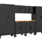 7-Piece Garage Cabinet Storage and Organization Set with Wheels in Black