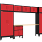 9-Piece Garage Cabinet Storage and Organization Set with Wheels in Red