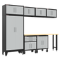 8-Piece Garage Cabinet Storage and Organization Set with Wheels in Grey