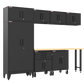 8-Piece Garage Cabinet Storage and Organization Set with Wheels in Black