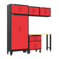 6-Piece Garage Cabinet Storage and Organization Set with Wheels in Red