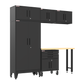 6-Piece Garage Cabinet Storage and Organization Set with Wheels in Black