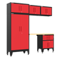 6-Piece Garage Cabinet Storage and Organization Set in Red