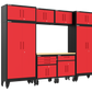 9-Piece Garage Cabinet Storage and Organization Set with Wheels in Red