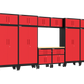 13-Piece Garage Cabinet Storage and Organization Set with Wheels in Red