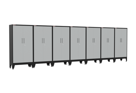 7-Piece Garage Cabinet Storage and Organization Set with Levelers in Grey