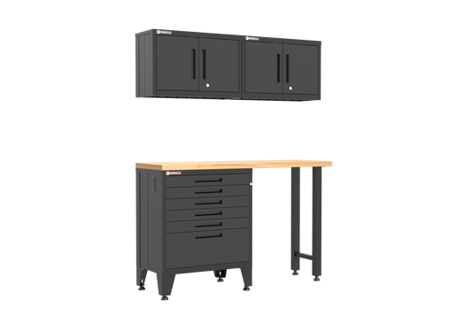 4-Piece Garage Cabinet Storage and Organization Set with Levelers in Black