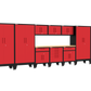 11-Piece Garage Cabinet Storage and Organization Set with Levelers in Red