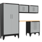 5-Piece Garage Cabinet Storage and Organization Set with Levelers in Grey