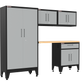5-Piece Garage Cabinet Storage and Organization Set with Levelers in Grey