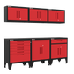 6-Piece Garage Cabinet Storage and Organization Set with Levelers in Red