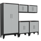5-Piece Garage Cabinet Storage and Organization Set with Levelers in Grey