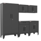 5-Piece Garage Cabinet Storage and Organization Set with Levelers in Black