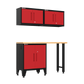 4-Piece Garage Cabinet Storage and Organization Set with Levelers in Red