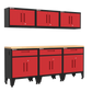 7-Piece Garage Cabinet Storage and Organization Set with Levelers in Red
