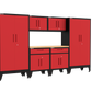 7-Piece Garage Cabinet Storage and Organization Set with Levelers in Red