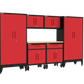 7-Piece Garage Cabinet Storage and Organization Set with Wheels in Red