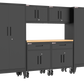 7-Piece Garage Cabinet Storage and Organization Set with Wheels in Black