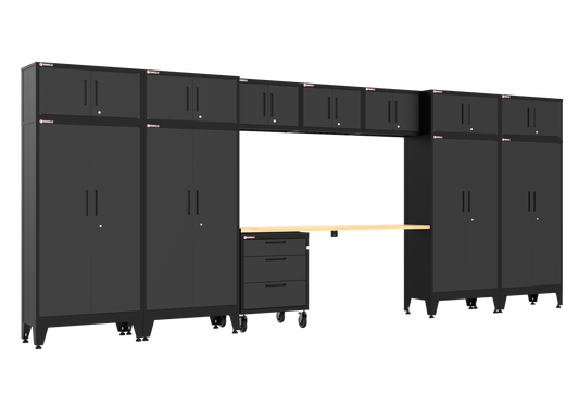 13-Piece Garage Cabinet Storage and Organization Set with Wheels in Black