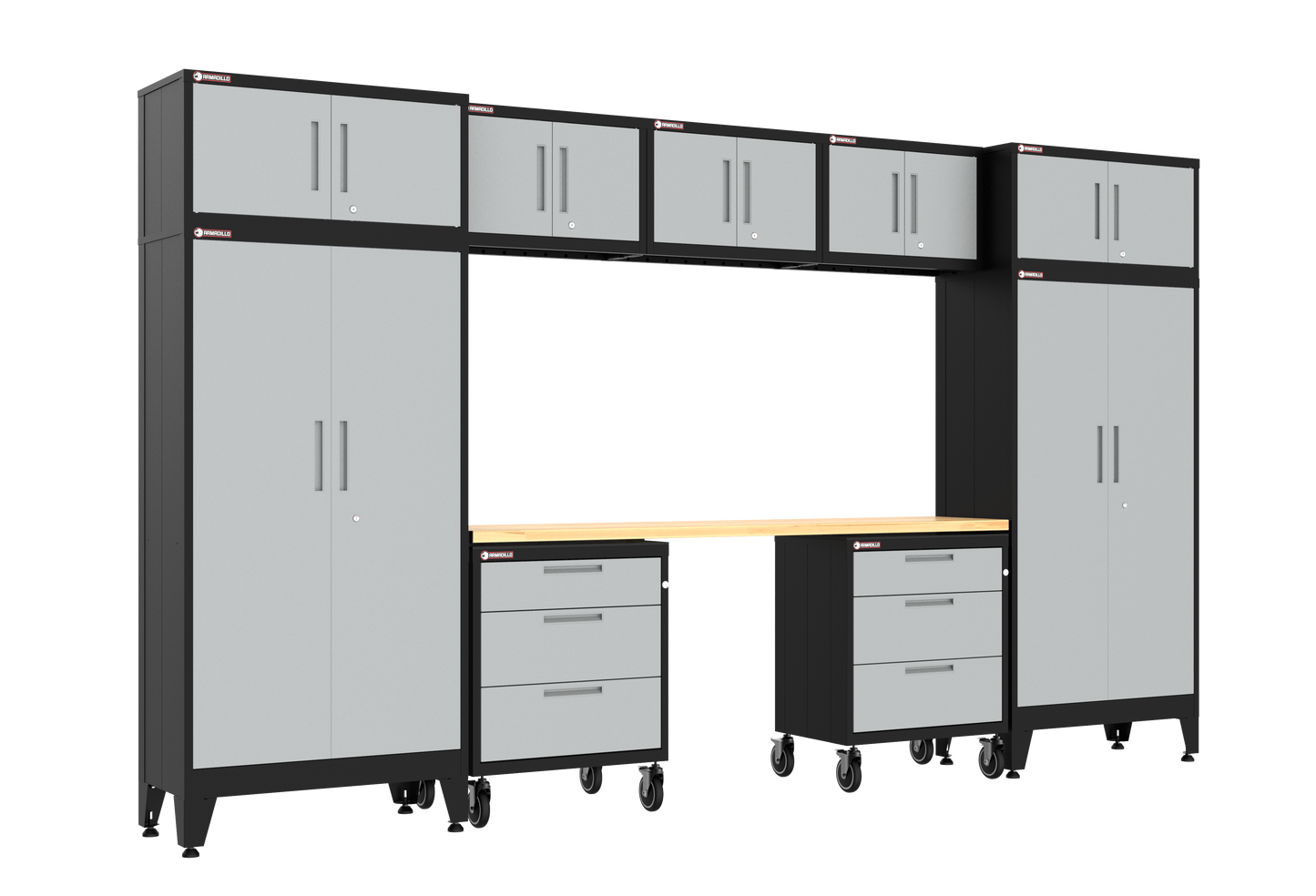 10-Piece Garage Cabinet Storage and Organization Set with Wheels in Gray