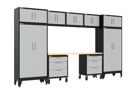 10-Piece Garage Cabinet Storage and Organization Set with Wheels in Gray
