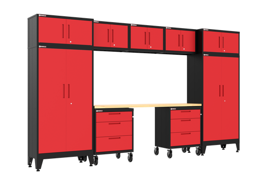 10-Piece Garage Cabinet Storage and Organization Set with Wheels in Red