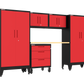 6-Piece Garage Cabinet Storage and Organization Set with Wheels in Red